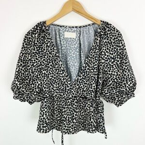 Capulet Puff Sleeve Floral Wrap Top Size XS